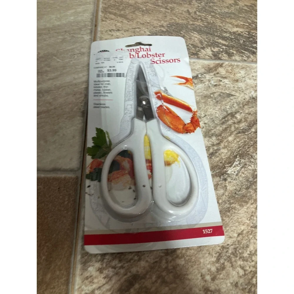 Norpro Shanghai Crab Lobster Scissors 1527 Stainless Steel Kitchen Shears White